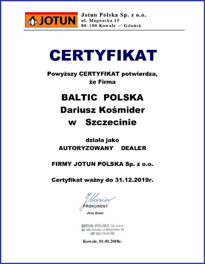 baltic certyfikat dealer